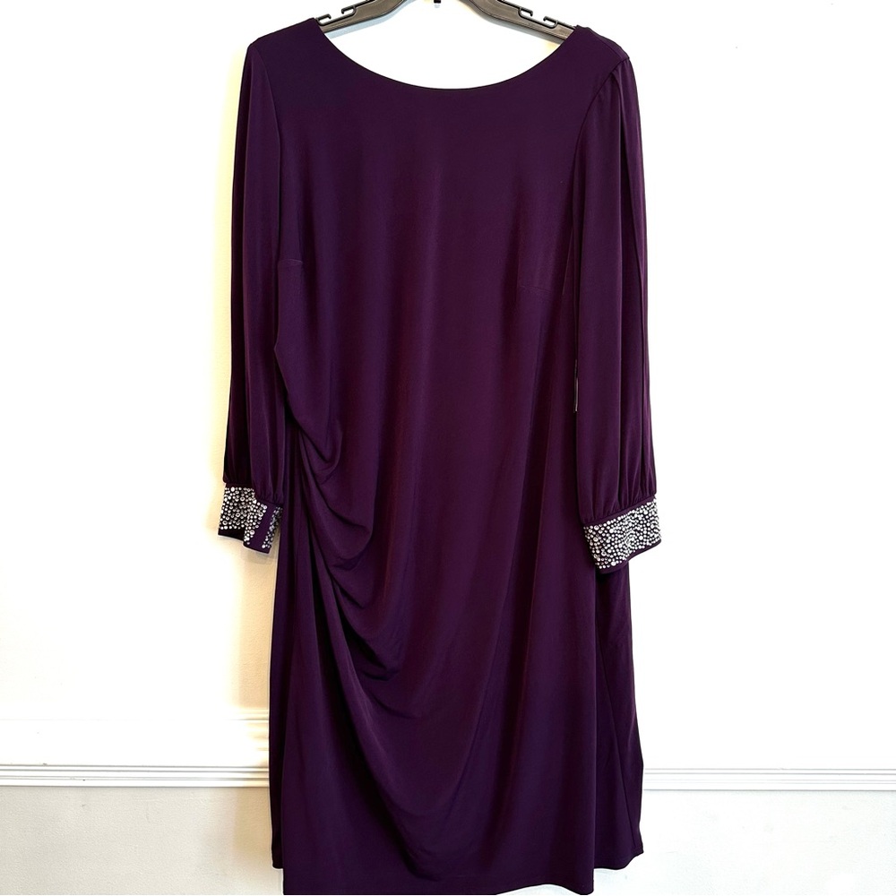 Jessica Howard Deep Purple Dress with Embellished Cuffs